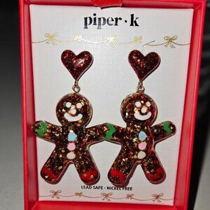 Piper K Gingerbread Earrings New in Box DARLING!